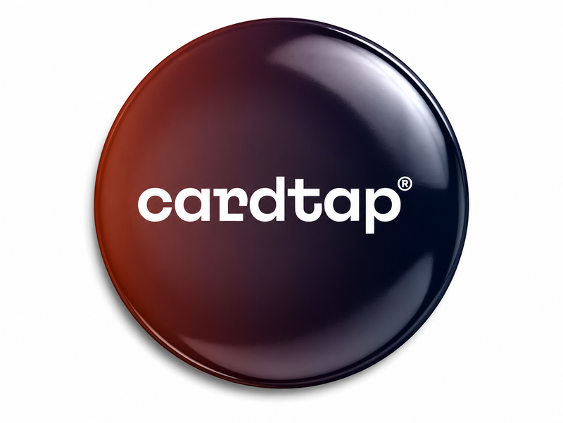Cardtap NFC Smart Tag Gradient Edition featuring built-in NFC technology for instant digital business card sharing. Compact adhesive NFC sticker for smartphones, laptops, desks, and workspaces, enabling contactless networking, contact exchange, social media sharing, website access, and digital profile connections with a single tap.