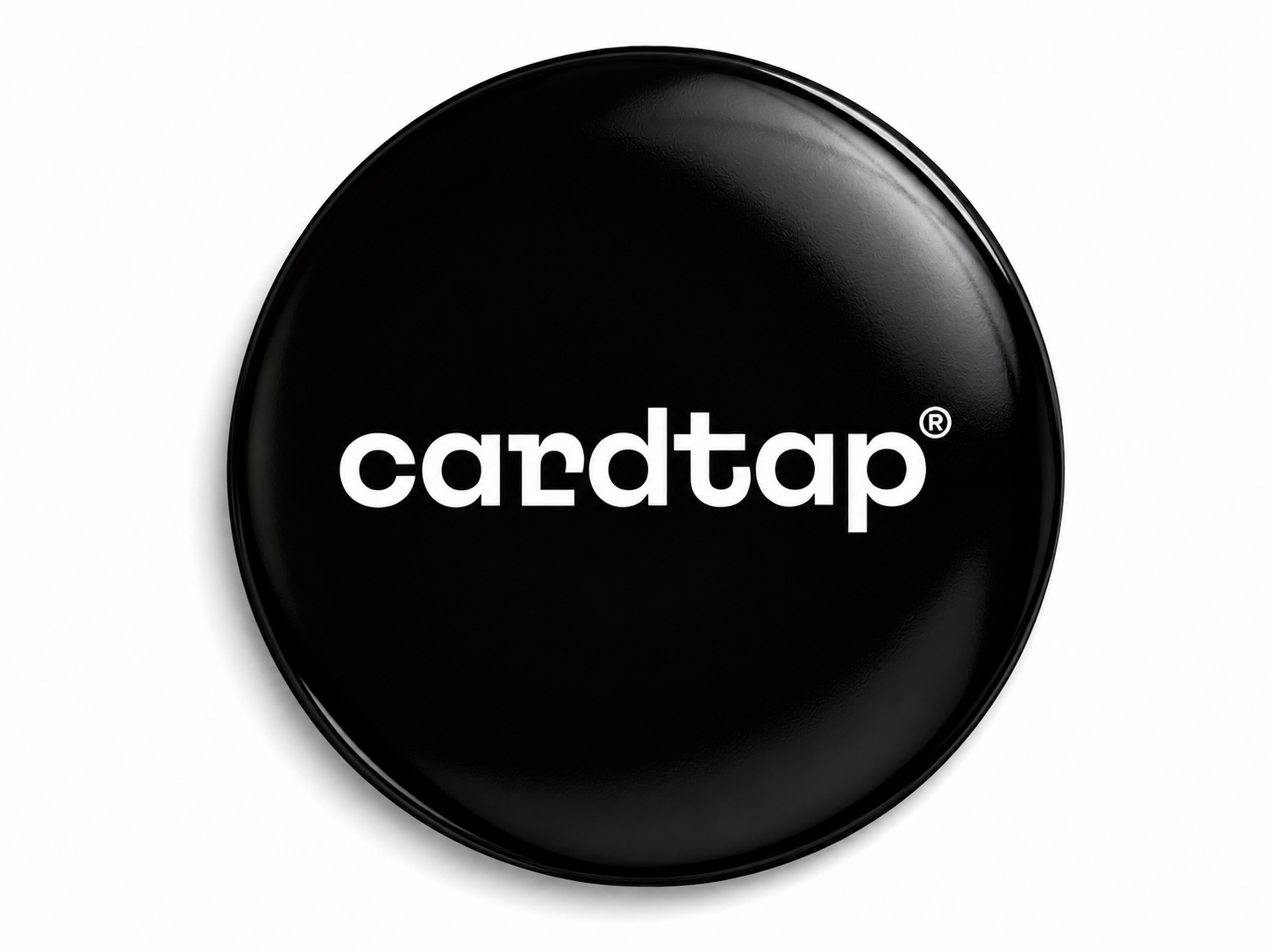 Cardtap NFC Smart Tag Black Edition featuring built-in NFC technology for instant digital business card sharing. Compact adhesive NFC sticker for smartphones, laptops, desks, and workspaces, enabling contactless networking, contact exchange, social media sharing, website access, and digital profile connections with a single tap.