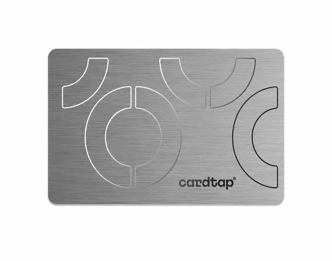Cardtap Silver NFC Metal Business Card with premium stainless-steel finish, smart NFC technology, digital profile integration, instant contact sharing, social media links, and modern networking capabilities for professionals and businesses.