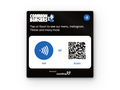 مربع أكريليك Cardtap مخصص باللون الأسود، منظر أمامي، مطبوع عليه شعار Common Burgers وأيقونة NFC للتقييم