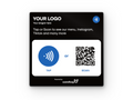 مربع أكريليك Cardtap مخصص باللون الأسود، منظر أمامي يوضح القالب الفارغ على التصميم المسطح لسطح الطاولة